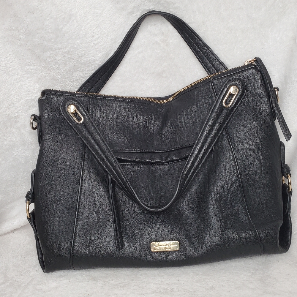 Jessica Simpson Black Faux Leather Hobo Satchel